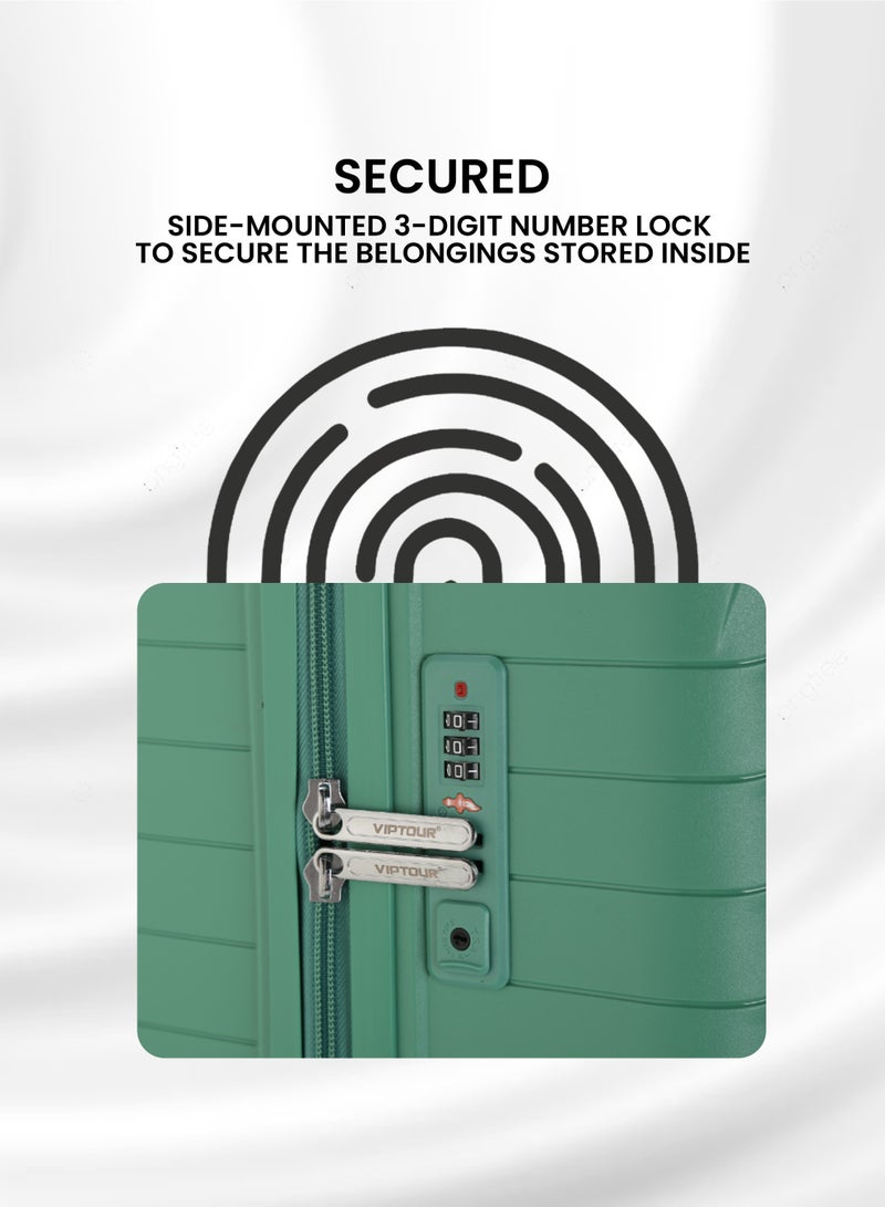 فيبتور طقم حقائب سفر بعجلات 3 قطع PP حقيبة جانبية صلبة بعجلات دوارة 360 درجة مع قفل TSA - Image 3