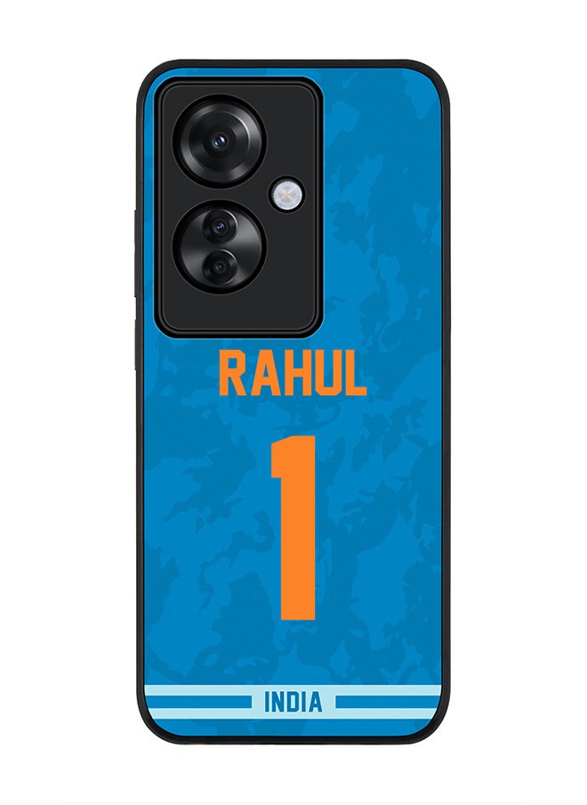 Stylizedd Rugged Black edge case for Oppo Reno11 F / Oppo F25 Pro 5G, Slim fit Case Flexible Anti Drop TPU Gel Thin Cover - Team India KL Rahul, Jersey No 1  - Image 1