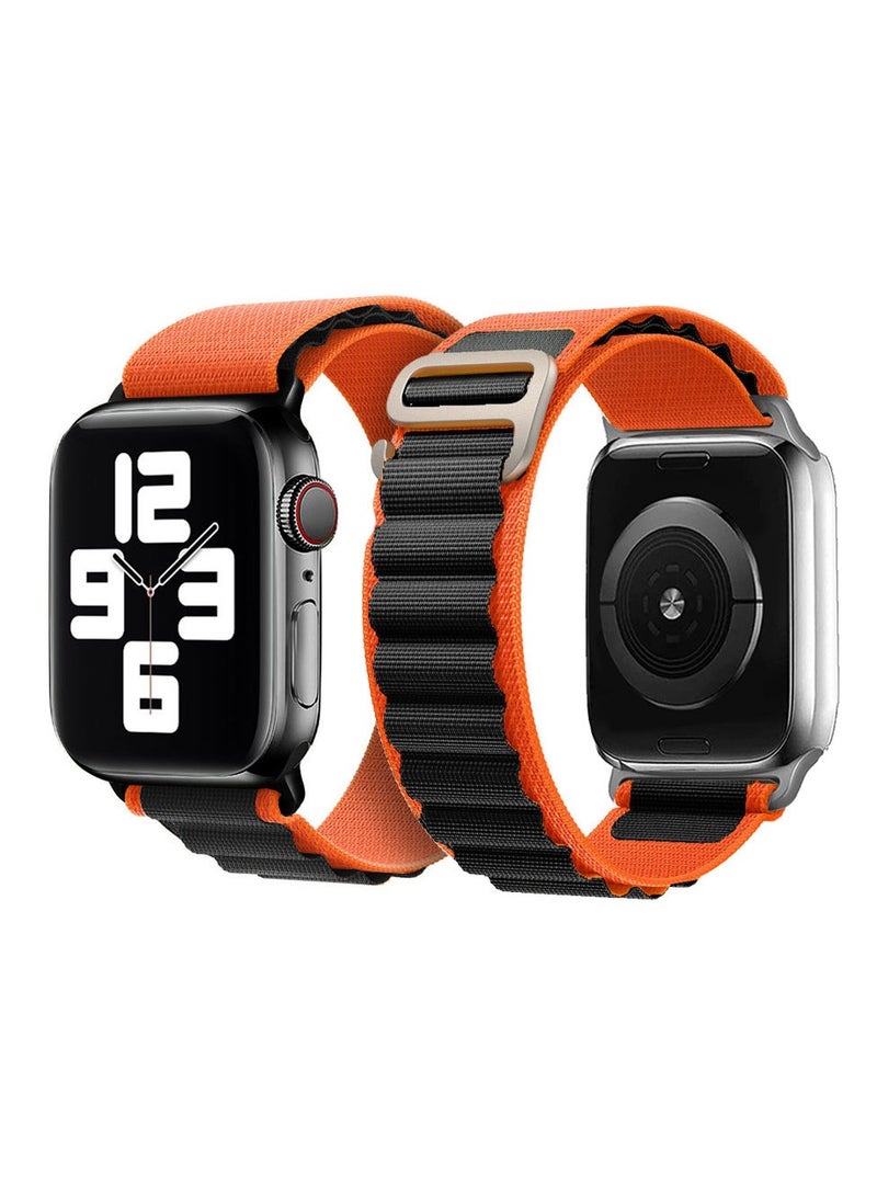 CATANES Alpine Loop Band for Apple Watch Band 38mm 40mm 41mm 42mm (Series 10) Adjustable with Metal G-Hook Strap Orange Black - Image 3
