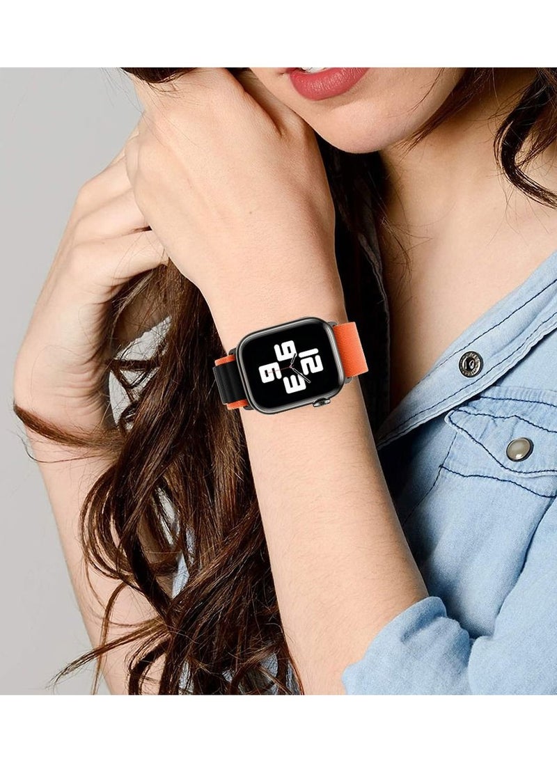 CATANES - Apple Watch Band Alpine Loop Band 38mm 40mm 41mm Women Men Adjustable with Metal G-Hook Strap for iWatch Series 7/SE/6/5/4/3/2/1 Orange Black - Image 1