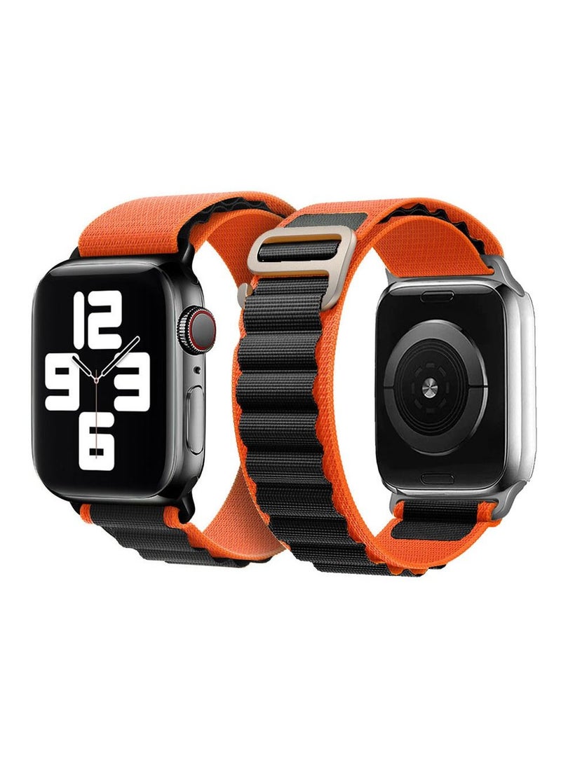 CATANES - Apple Watch Band Alpine Loop Band 38mm 40mm 41mm Women Men Adjustable with Metal G-Hook Strap for iWatch Series 7/SE/6/5/4/3/2/1 Orange Black - Image 1