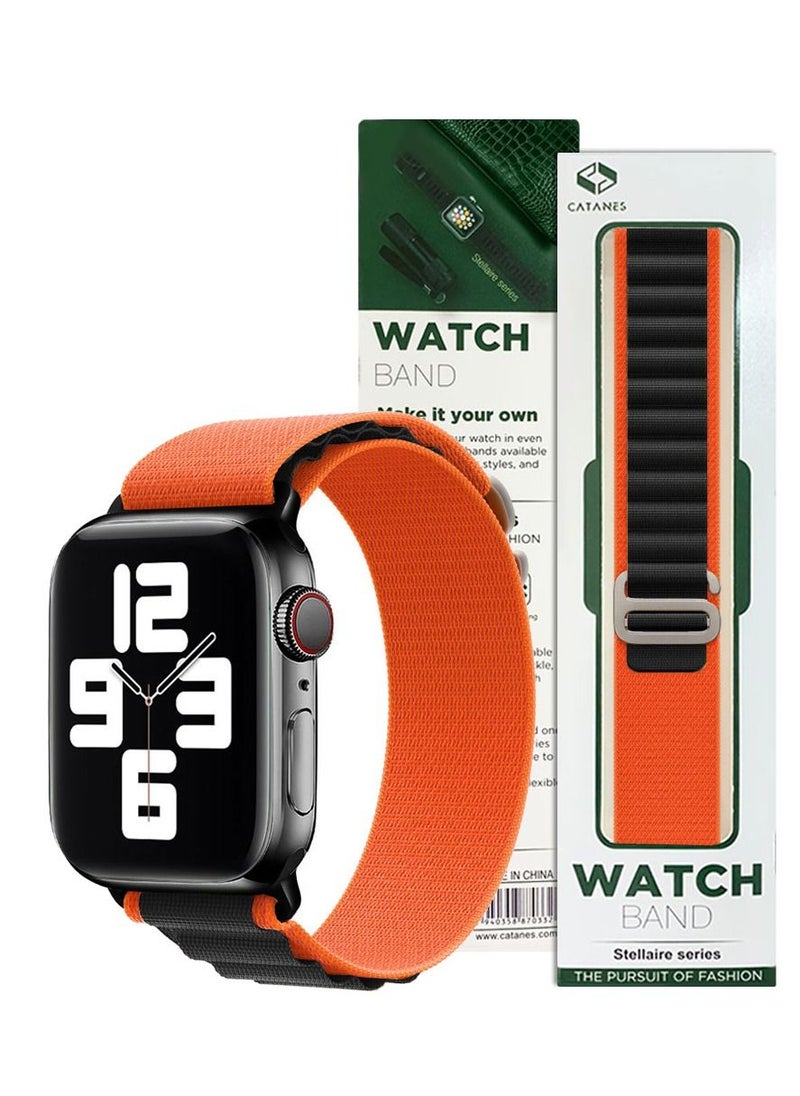 CATANES - Apple Watch Band Alpine Loop Band 38mm 40mm 41mm Women Men Adjustable with Metal G-Hook Strap for iWatch Series 7/SE/6/5/4/3/2/1 Orange Black - Image 1