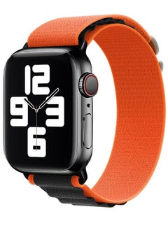 Apple Watch Band Alpine Loop Band 38mm 40mm 41mm Women Men Adjustable with Metal G-Hook Strap for iWatch Series 7/SE/6/5/4/3/2/1 Orange Black
