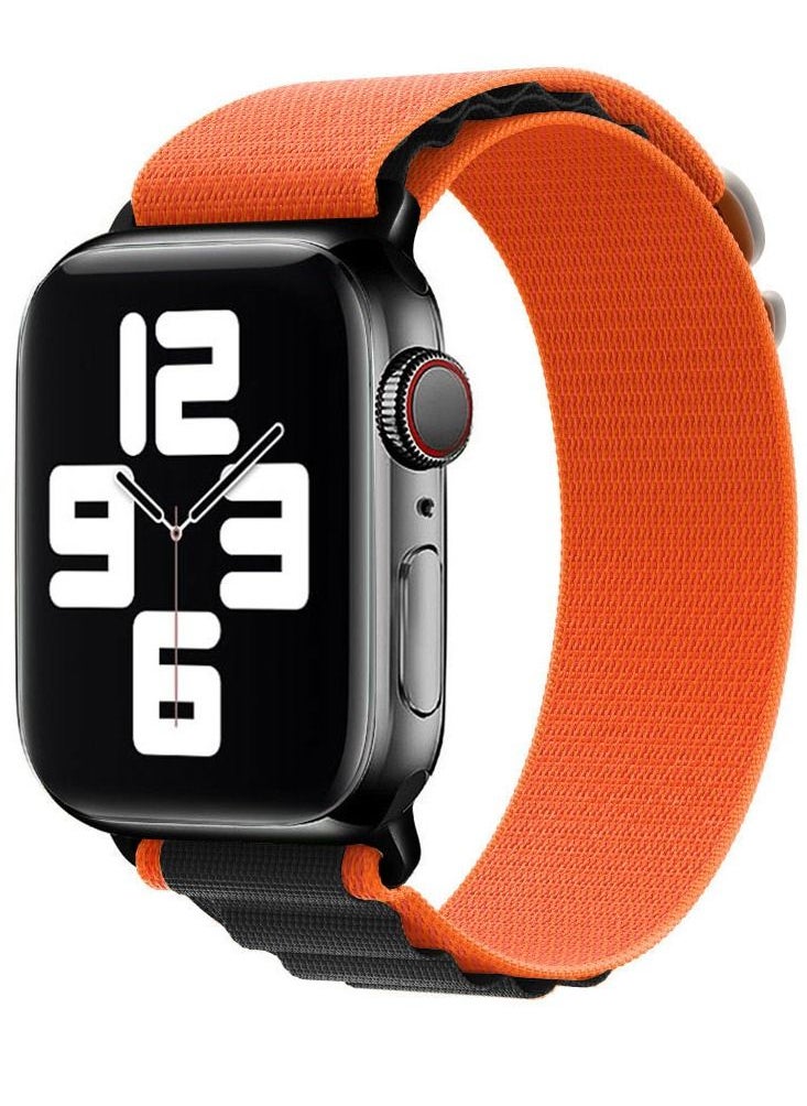 CATANES - Apple Watch Band Alpine Loop Band 38mm 40mm 41mm Women Men Adjustable with Metal G-Hook Strap for iWatch Series 7/SE/6/5/4/3/2/1 Orange Black - Image 1