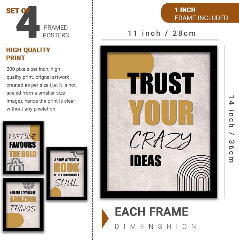 VASL Studio Motivational Thoughts Wall Frame for Home and Office Wall Decor Inspirational Quotes Wall Poster for Kids Room Students School Institutes 11 x 14 inch Framed Set of 4 - Image 2