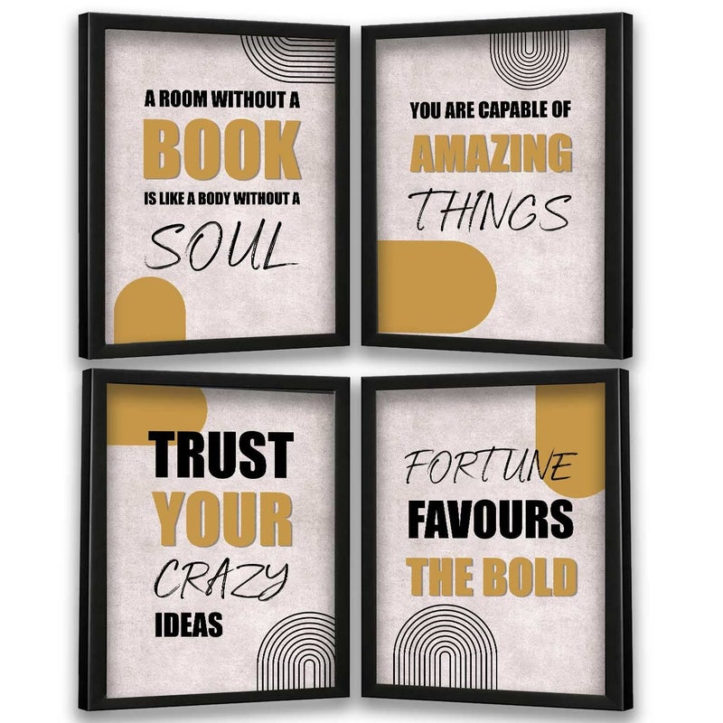 VASL Studio Motivational Thoughts Wall Frame for Home and Office Wall Decor Inspirational Quotes Wall Poster for Kids Room Students School Institutes 11 x 14 inch Framed Set of 4 - Image 1