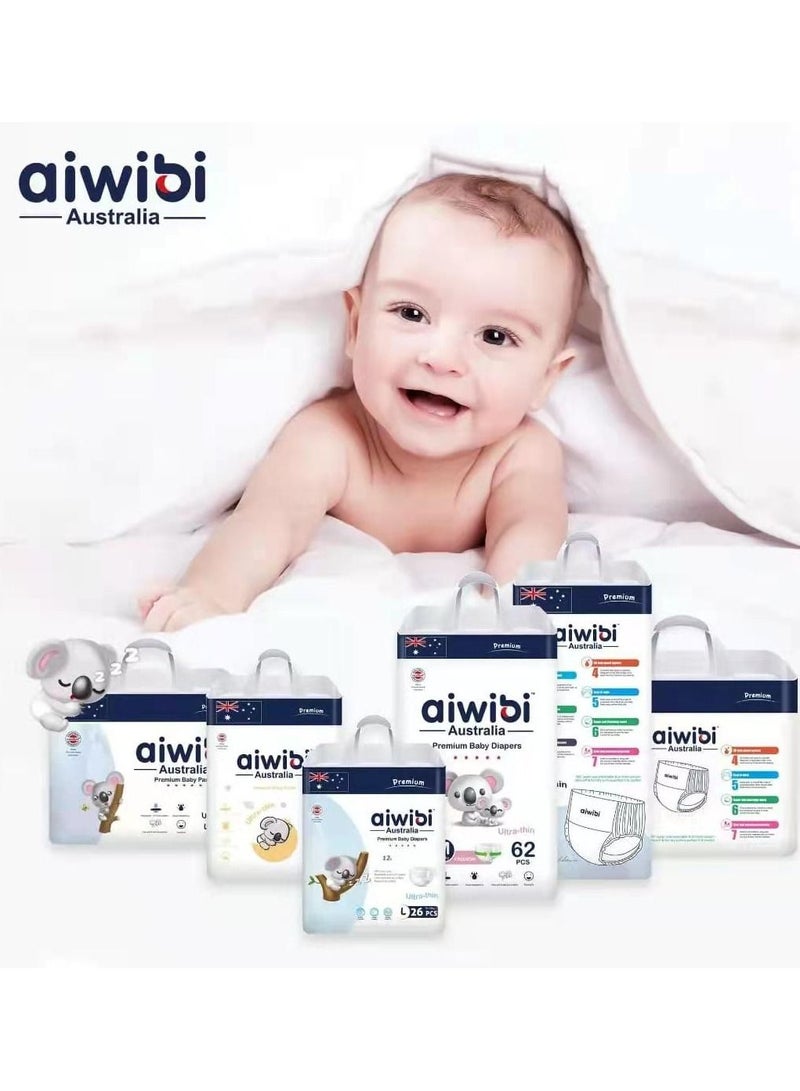aiwibi Ultra Thin Premium Baby Diapers - Size (4) Large 54 Pcs (08-13kg) Super soft, Breathable, High absorbent and Hypoallergenic Diapers - Image 2