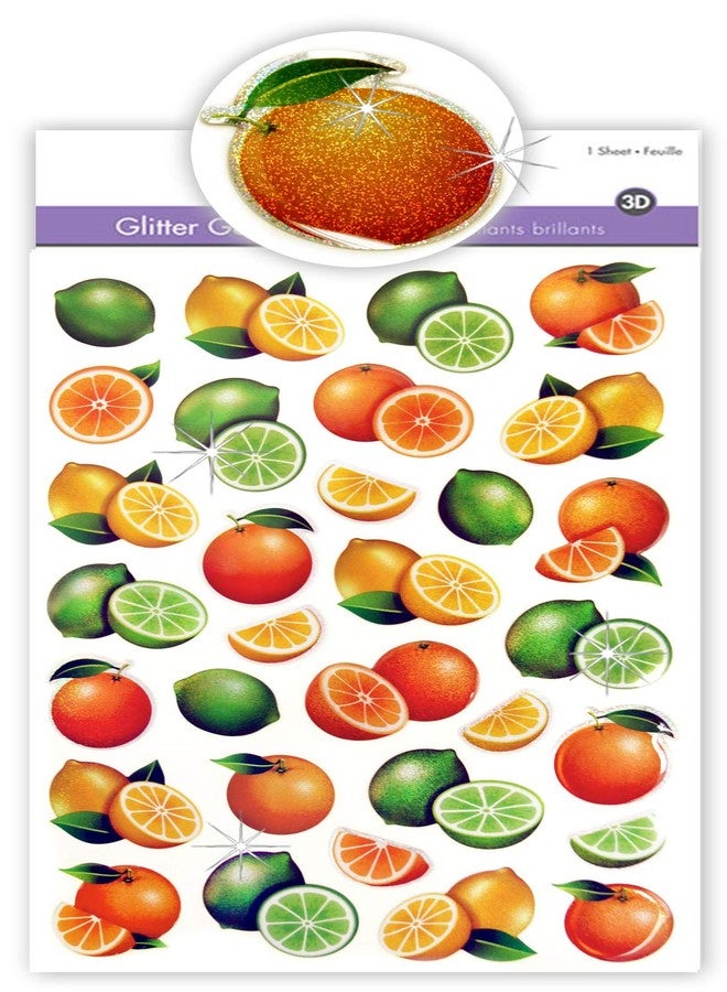 Lemon Stickers Food Stickers for Kids Cute Fruit Stickers My Plate Stickers Nutrition Stickers for Kids Fruit Party Favors 3D Puffy Epoxy Glitter Stickers Citrus Fruits Lemons Limes Oranges - 31 Pcs