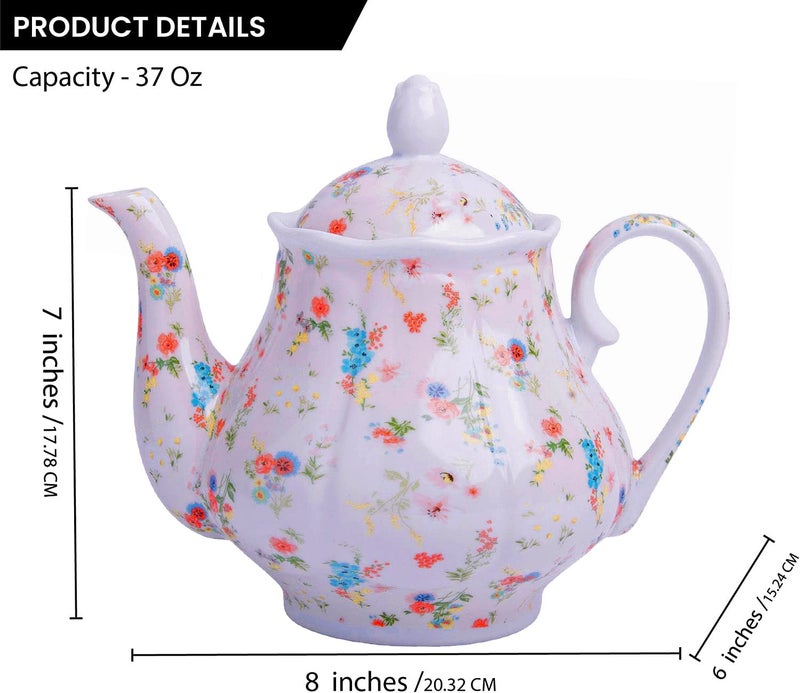 Palais Essentials European Style Ceramic Teapot Coffee Pot Water Pot Porcelain Vintage Gift Tea Pot - Camille Rose - Image 3