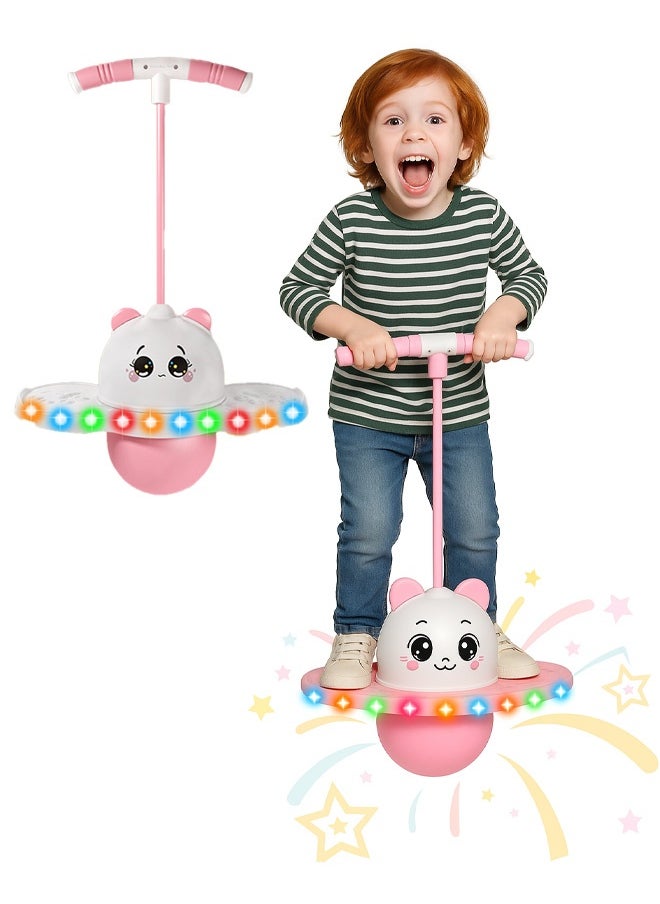 Multifunctional Pogo Jumper Stick with Handle and Balance Jumping Board with light, Safe Fun Bouncing Ball for Kids, Perfect for Improving Balance and Coordination Skills, 38*80CM