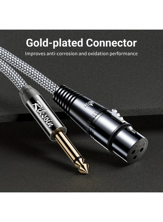 كابل ميكروفون احترافي من نوع XLR ذكر إلى 1/4 بوصة أنثى، بطول 1.2 متر، محمي ومتين لاستوديوهات الصوت الحي. - Image 3
