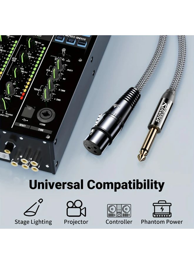 كابل ميكروفون احترافي من نوع XLR ذكر إلى 1/4 بوصة أنثى، بطول 1.2 متر، محمي ومتين لاستوديوهات الصوت الحي. - Image 4