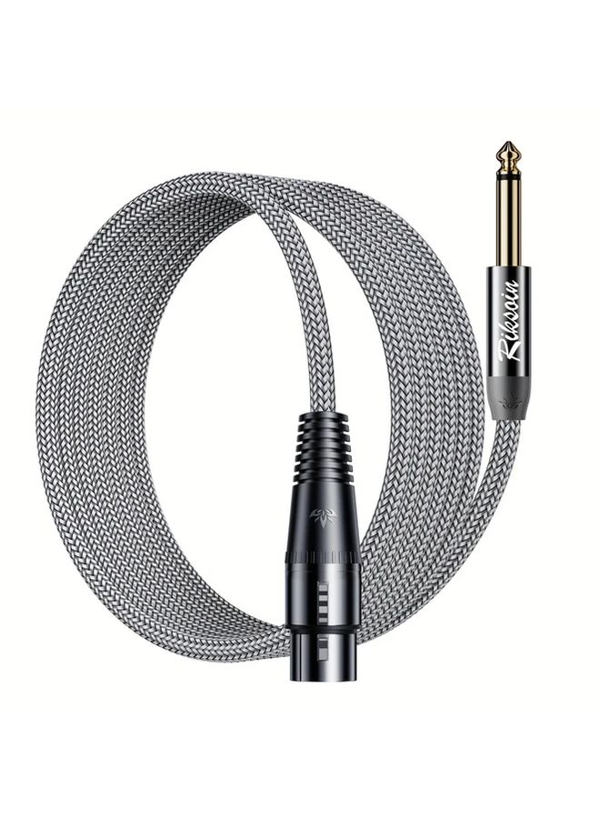 كابل ميكروفون احترافي من نوع XLR ذكر إلى 1/4 بوصة أنثى، بطول 1.2 متر، محمي ومتين لاستوديوهات الصوت الحي. - Image 1