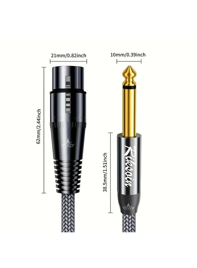 كابل ميكروفون احترافي من نوع XLR ذكر إلى 1/4 بوصة أنثى، بطول 1.2 متر، محمي ومتين لاستوديوهات الصوت الحي. - Image 2