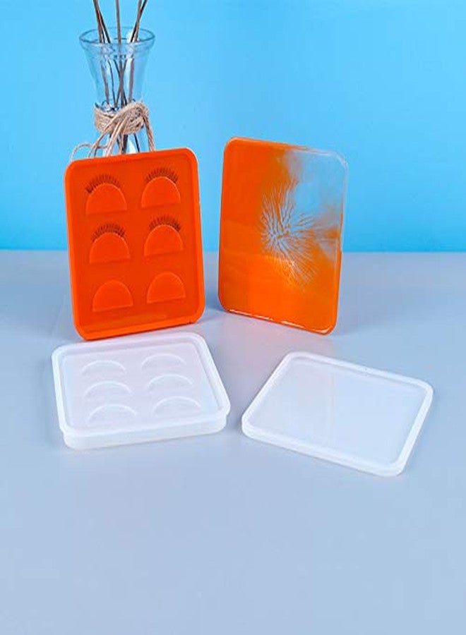 Miamay One Set False Eyelash Holder Resin Casting Mold Eyelash Case Silicone Resin Mold Eyelash Display Tray Epoxy Resin Mold with Lid for DIY Making - Image 2