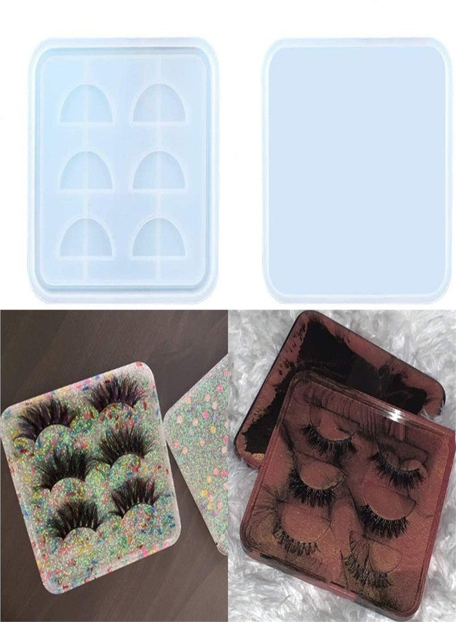 Miamay One Set False Eyelash Holder Resin Casting Mold Eyelash Case Silicone Resin Mold Eyelash Display Tray Epoxy Resin Mold with Lid for DIY Making - Image 1