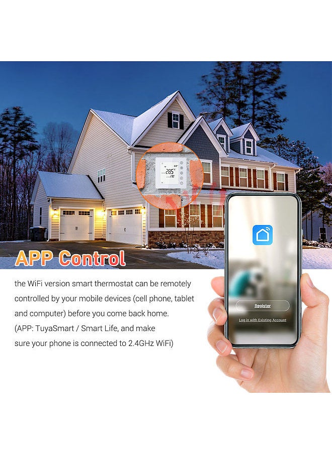 3A Gas Boiler Thermostat SmartLife APP Control WiFi Heating Room Thermostat LCD Touchscreen Digital Smart Temperature Controller Week Programmable Anti-freeze Energy Saving