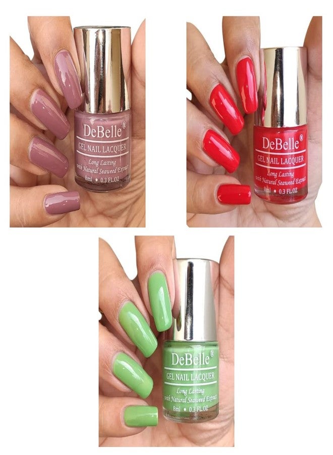 دي بيلي مجموعة طلاء أظافر ديبيلي الطبيعية المكونة من 3 ألوان: موف (ماجستيك موف)، أحمر (فرينش أفير)، وأخضر ميستيك (باستيل جرين)، 24 مل (8 مل لكل لون). - Image 2