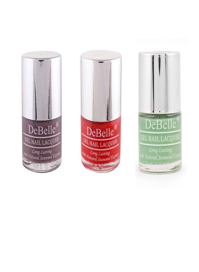 دي بيلي مجموعة طلاء أظافر ديبيلي الطبيعية المكونة من 3 ألوان: موف (ماجستيك موف)، أحمر (فرينش أفير)، وأخضر ميستيك (باستيل جرين)، 24 مل (8 مل لكل لون). - Image 1