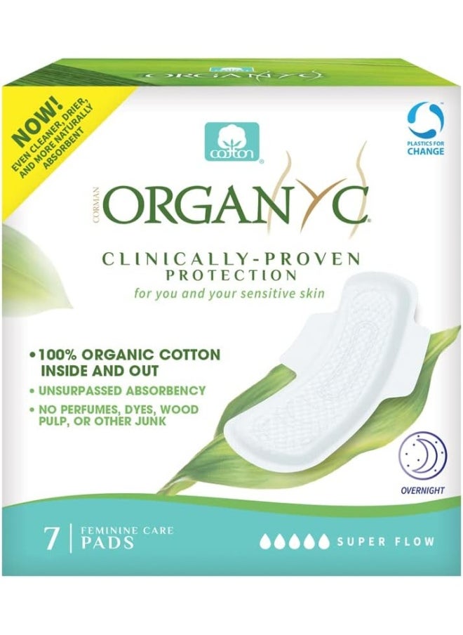 ORGANYC Organyc - 100% Certified Organic Cotton Feminine Day and Night Pads - Ultimate Flow, 7 Count (Pack of 1)  - Image 1
