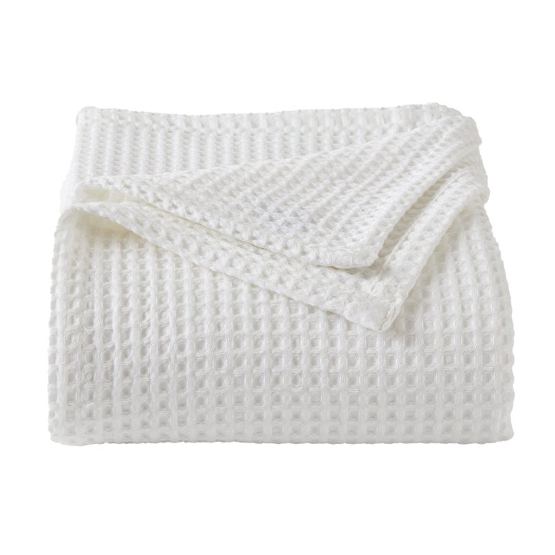 100 Cotton Waffle Weave Bed Blanket  Soft Breathable and Lightweight Blanket for AllSeason  Perfect for Layering  Brielle Collection FullQueen White