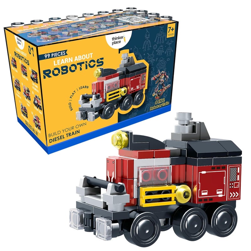 ThinkerPlace STEM Robotics Diesel Train Block Set - 99 Pieces Educational Building Toy for Kids 7+ - Image 1