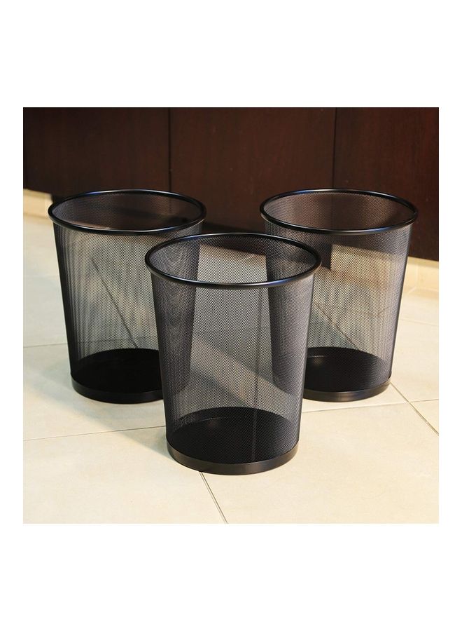 3-Piece Round Mash Waste Basket Trash Black - Image 2
