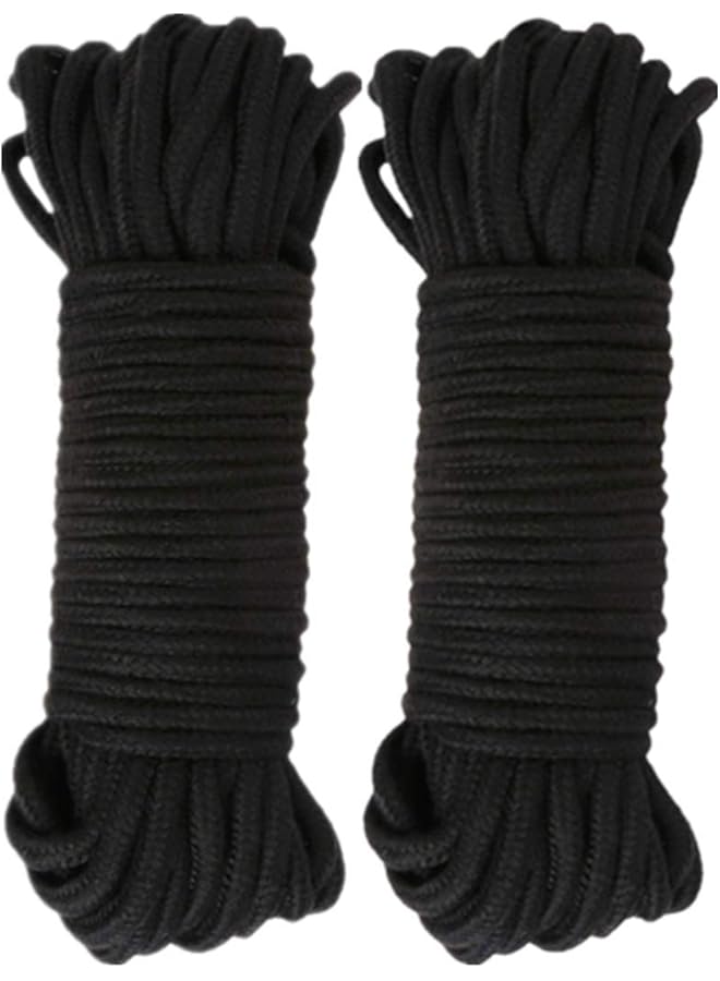 The Bros 2Pack 10 M/33 Feet 8 MM All Purpose Rope Soft Cotton Rope Cord Thick Cotton Twisted Cord (Black)