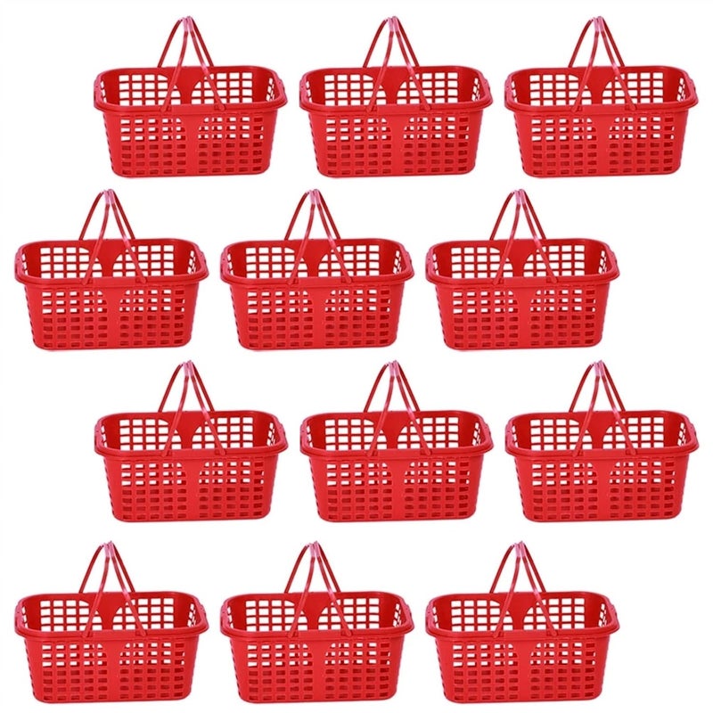 12PCS Plastic Storage Baskets With Handle For Grocery Shopping Picnic Food Fruit Egg Portable Kids Play Caddy - Image 2