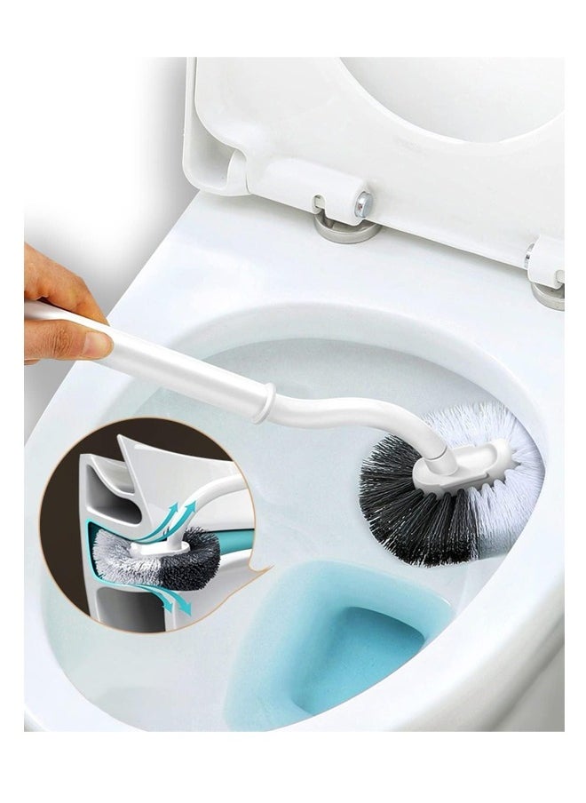 Generic - Bending Toilet Cleaning Brush - Curved Design Toilet Brush for Deep Cleaning Under Rim，Long Plastic Handle and Flexible Bristles Bathroom Toilet Bowl Brush，Space-Saving Hang & Dry Feature (1 Pack) - Image 1