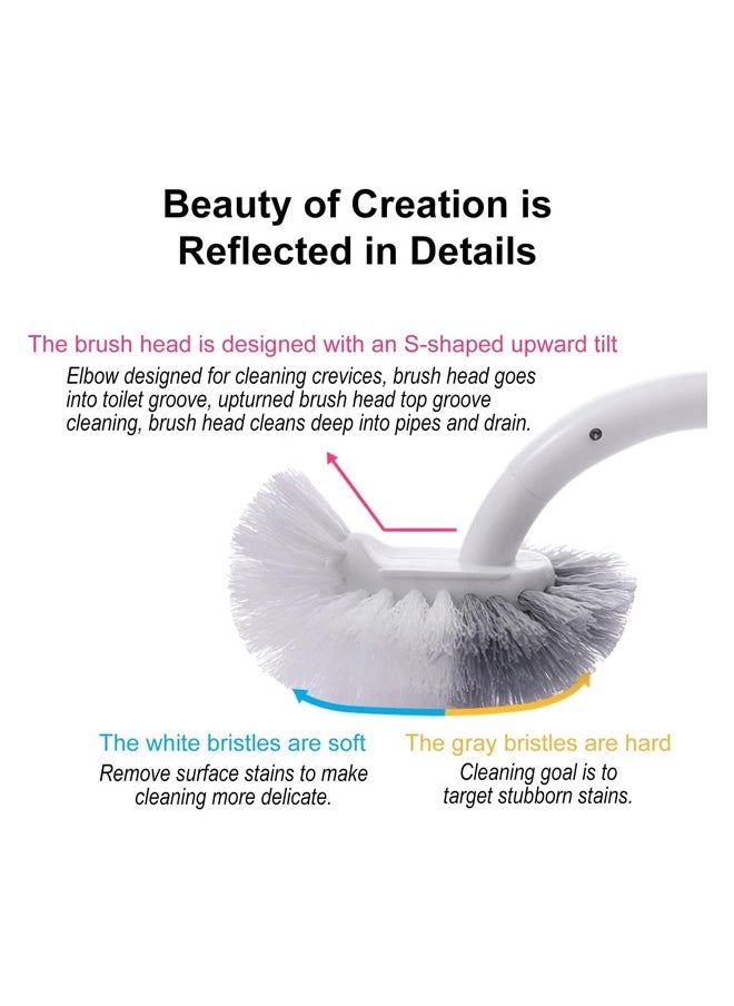 Generic - Bending Toilet Cleaning Brush - Curved Design Toilet Brush for Deep Cleaning Under Rim，Long Plastic Handle and Flexible Bristles Bathroom Toilet Bowl Brush，Space-Saving Hang & Dry Feature (1 Pack) - Image 1