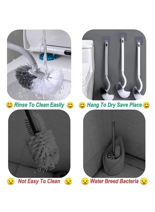 Generic - Bending Toilet Cleaning Brush - Curved Design Toilet Brush for Deep Cleaning Under Rim，Long Plastic Handle and Flexible Bristles Bathroom Toilet Bowl Brush，Space-Saving Hang & Dry Feature (1 Pack) - Image 1