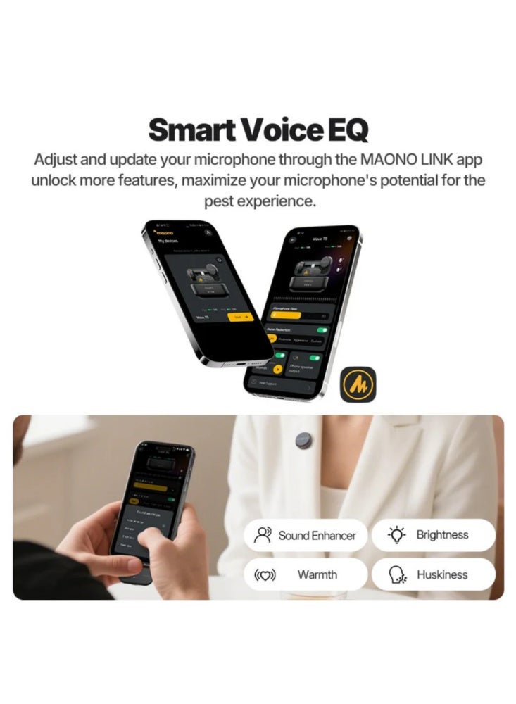 MAONO Wave T5 (WM650PA3) Professional Wireless Lavalier Microphone | 24-bit/48kHz Studio Audio with ENC Noise Cancellation and Up to 300m Wireless Range | Ideal for Content Creation, Interviews, Vlogging, Podcasting and Live Streaming - Image 2