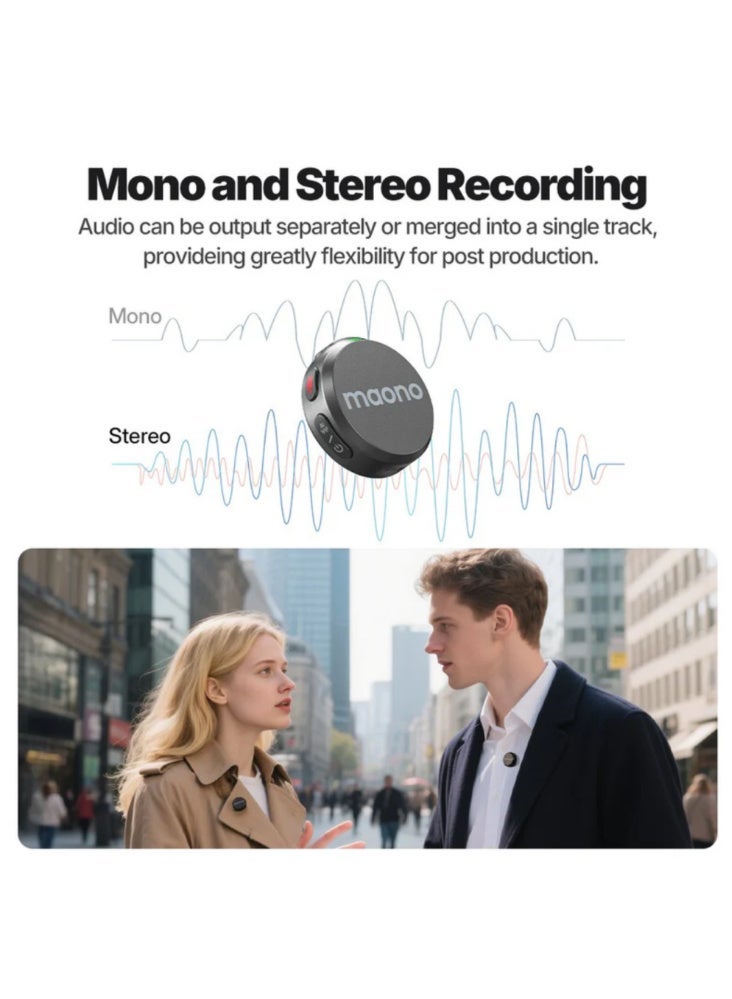 MAONO Wave T5 (WM650PA3) Professional Wireless Lavalier Microphone | 24-bit/48kHz Studio Audio with ENC Noise Cancellation and Up to 300m Wireless Range | Ideal for Content Creation, Interviews, Vlogging, Podcasting and Live Streaming - Image 4