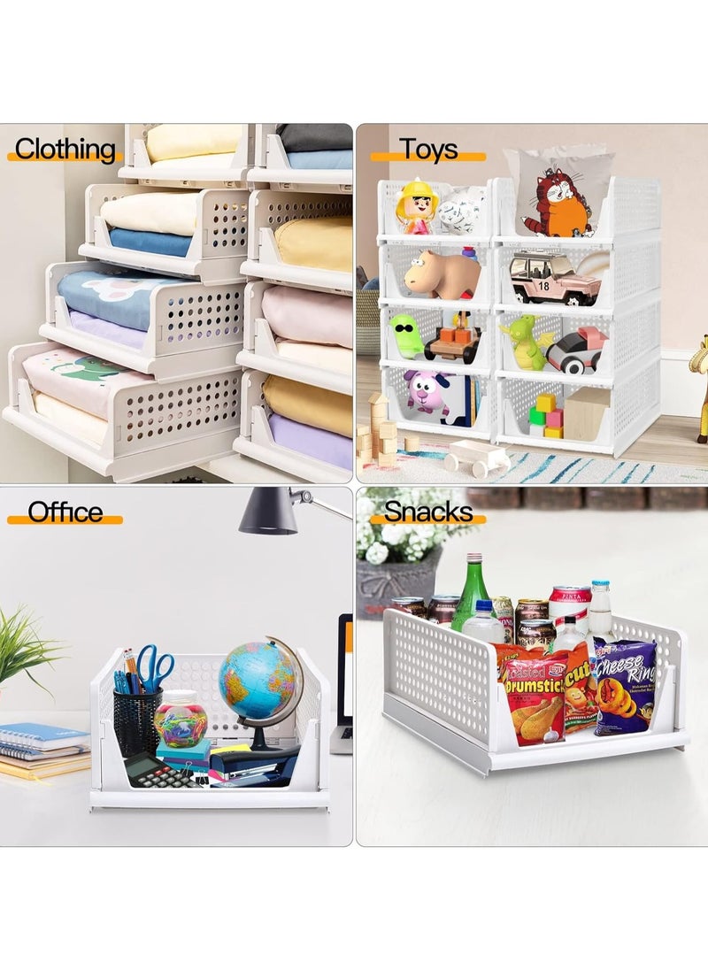 XVersion - Wardrobe Clothes Organizer, Stackable & Collapsible Storage Basket, 4pcs Drawer Rack Folding Storage Box for Wardrobe Cabinet Kitchen Bathroom Office Closet Organizer (43L x 33.5W x 18H) - Image 1