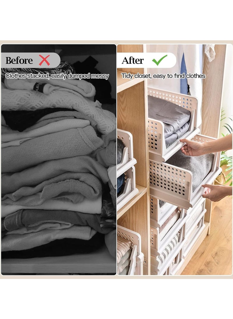 XVersion - Wardrobe Clothes Organizer, Stackable & Collapsible Storage Basket, 4pcs Drawer Rack Folding Storage Box for Wardrobe Cabinet Kitchen Bathroom Office Closet Organizer (43L x 33.5W x 18H) - Image 1