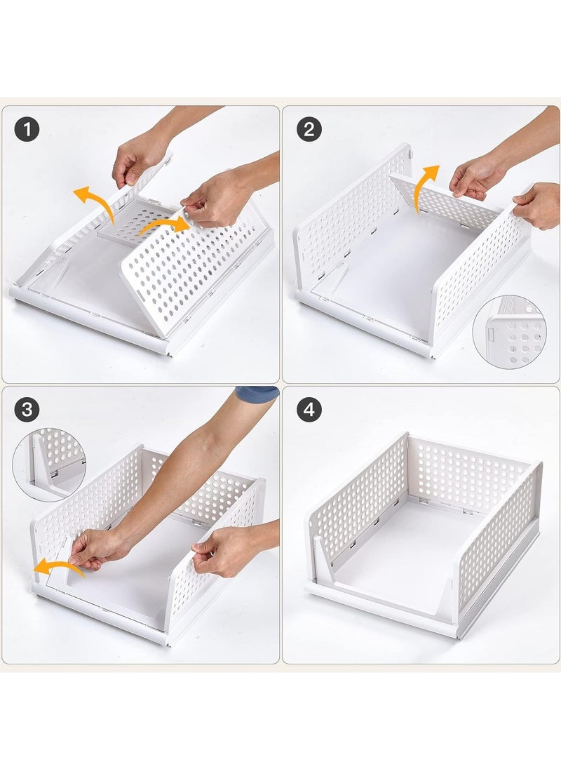 XVersion - Wardrobe Clothes Organizer, Stackable & Collapsible Storage Basket, 4pcs Drawer Rack Folding Storage Box for Wardrobe Cabinet Kitchen Bathroom Office Closet Organizer (43L x 33.5W x 18H) - Image 1