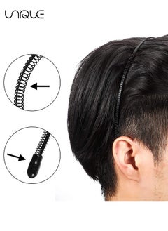 Unique Hair Band, 3 Pack Elastic Metal Hair Hoop, Thin Slim Narrow Metal Hair Bands, Black Wave Hairband Unisex Girl Men's Headband for Non Slip Outdoor Sports Yoga, Sports Fashion Headwear（Black）  - Image 3