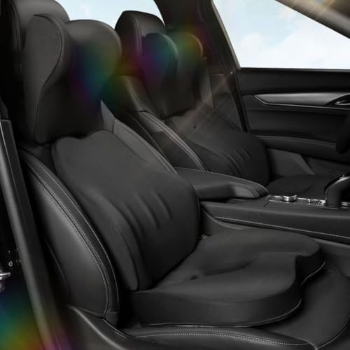 STARQ Premium Car Seat Cushions Combo Seat Back Support, Neck Rest Pillow, Seat Cushion for Driving Seat Memory Foam, Cotton Cover Ergonomic Car Cushions Pillows (Black) - Image 1