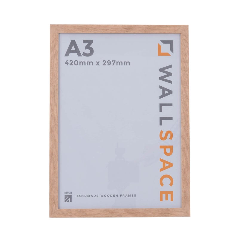 Wall Space A3 Oak Picture Frame with Real Glass  Solid Wood A3 Photo Frame 42x30cm for Wall Mounting Perfect for Prints Posters  Certificates  Made in the UK
