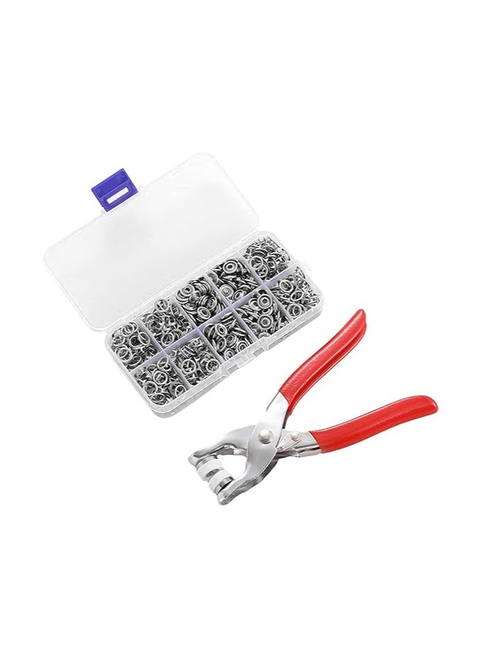Fixed Button Tool, Press Stud Set with Pliers, Button Press Studs, 100 Set Eyelets Press Studs, Sewing Buttons, Hollow Press Studs, Metal Button Buckle for Sewing, Sewing Accessories, Craft  - Image 1