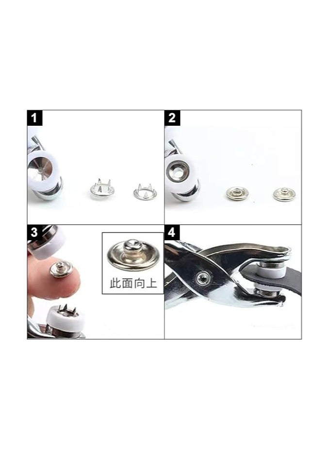 Fixed Button Tool, Press Stud Set with Pliers, Button Press Studs, 100 Set Eyelets Press Studs, Sewing Buttons, Hollow Press Studs, Metal Button Buckle for Sewing, Sewing Accessories, Craft  - Image 4
