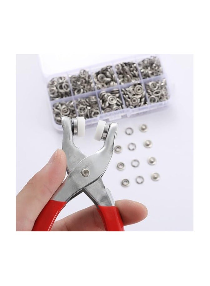 Fixed Button Tool, Press Stud Set with Pliers, Button Press Studs, 100 Set Eyelets Press Studs, Sewing Buttons, Hollow Press Studs, Metal Button Buckle for Sewing, Sewing Accessories, Craft  - Image 5