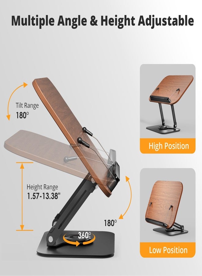 SupeDesk Book Stand for Reading, Adjustable Book Holder with 360° Rotating Bases, Foldable Designs, and Elastic Clips, Multifunctional Display Stand for Recipe, Cookbooks, Magazines, Tablets, Laptops - Image 4