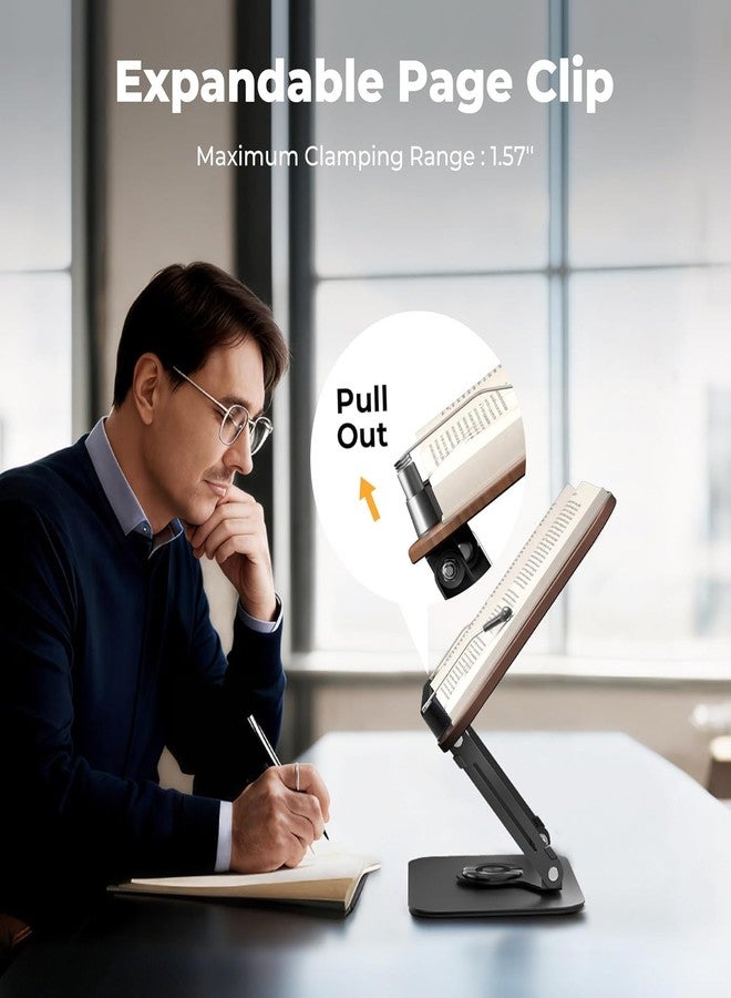 SupeDesk Book Stand for Reading, Adjustable Book Holder with 360° Rotating Bases, Foldable Designs, and Elastic Clips, Multifunctional Display Stand for Recipe, Cookbooks, Magazines, Tablets, Laptops - Image 3