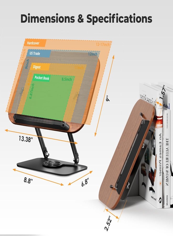 SupeDesk Book Stand for Reading, Adjustable Book Holder with 360° Rotating Bases, Foldable Designs, and Elastic Clips, Multifunctional Display Stand for Recipe, Cookbooks, Magazines, Tablets, Laptops - Image 5