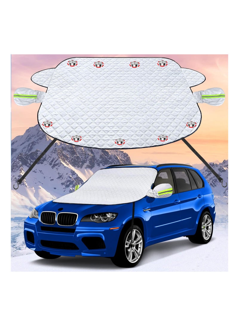 SYOSI Car Windshield Snow Cover for Ice with 5 Layers Protection Winter Windscreen Frost Protector 9 Magnetic Edges Elastic Straps Hooks Side Mirrors Guard SUV CRV Trucks - Image 1