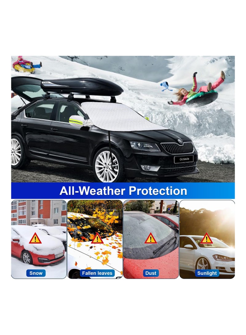 SYOSI Car Windshield Snow Cover for Ice with 5 Layers Protection Winter Windscreen Frost Protector 9 Magnetic Edges Elastic Straps Hooks Side Mirrors Guard SUV CRV Trucks - Image 2