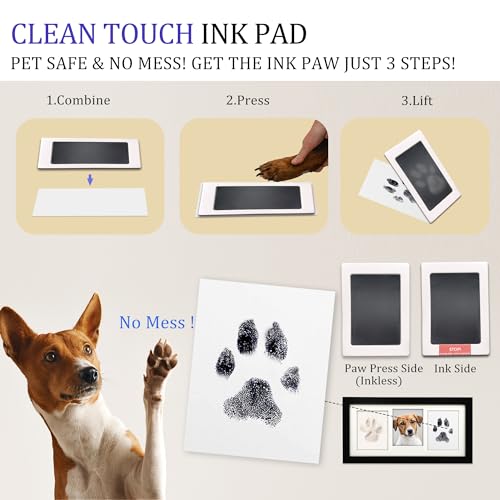 MYPAWLETS Paw Print Frame Kit,Dog/Cat Paw Print Kit,Soft Pawprint Clay&Clean Touch Ink Pad,Pet Paw Print Impression Kit with Customization Tool,Wooden Pet Memorial Frame,DIY Dog Lover Gifts-Black - Image 4