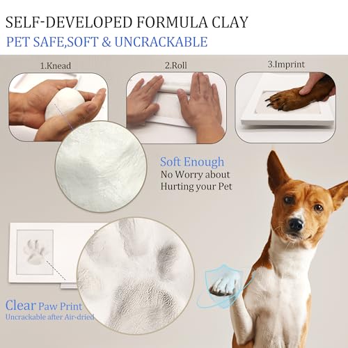 MYPAWLETS Paw Print Frame Kit,Dog/Cat Paw Print Kit,Soft Pawprint Clay&Clean Touch Ink Pad,Pet Paw Print Impression Kit with Customization Tool,Wooden Pet Memorial Frame,DIY Dog Lover Gifts-Black - Image 3